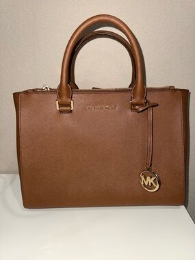 Michael Kors Cognac Leather Structured Satchel